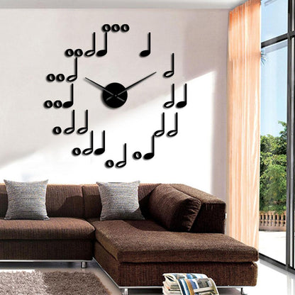 Music Notes Large Frameless DIY Wall Clock Music Studio Room Decor Musician Gifts