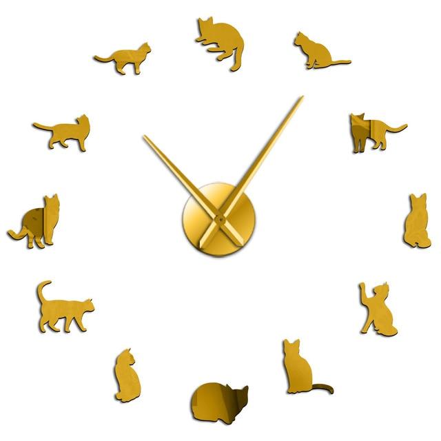 Wall Clocks - Playful Cats Kittens Large Frameless DIY Wall Clock