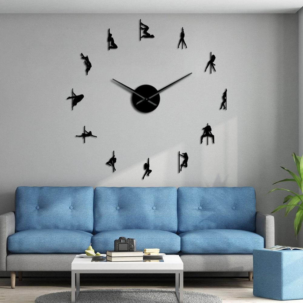 Wall Clocks - Pole Dance Large Frameless DIY Wall Clock Dancer Gift