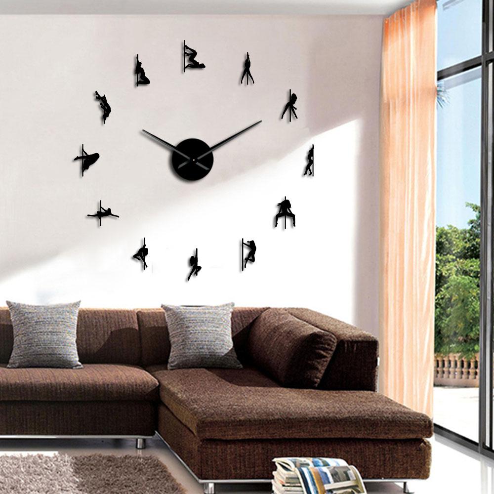 Wall Clocks - Pole Dance Large Frameless DIY Wall Clock Dancer Gift