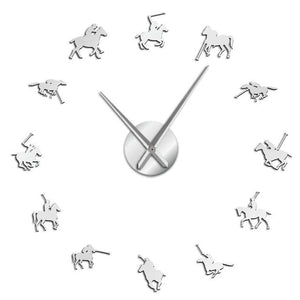 Polo Games Large Frameless DIY Wall Clock Sport Poloist Horse Riders Gift