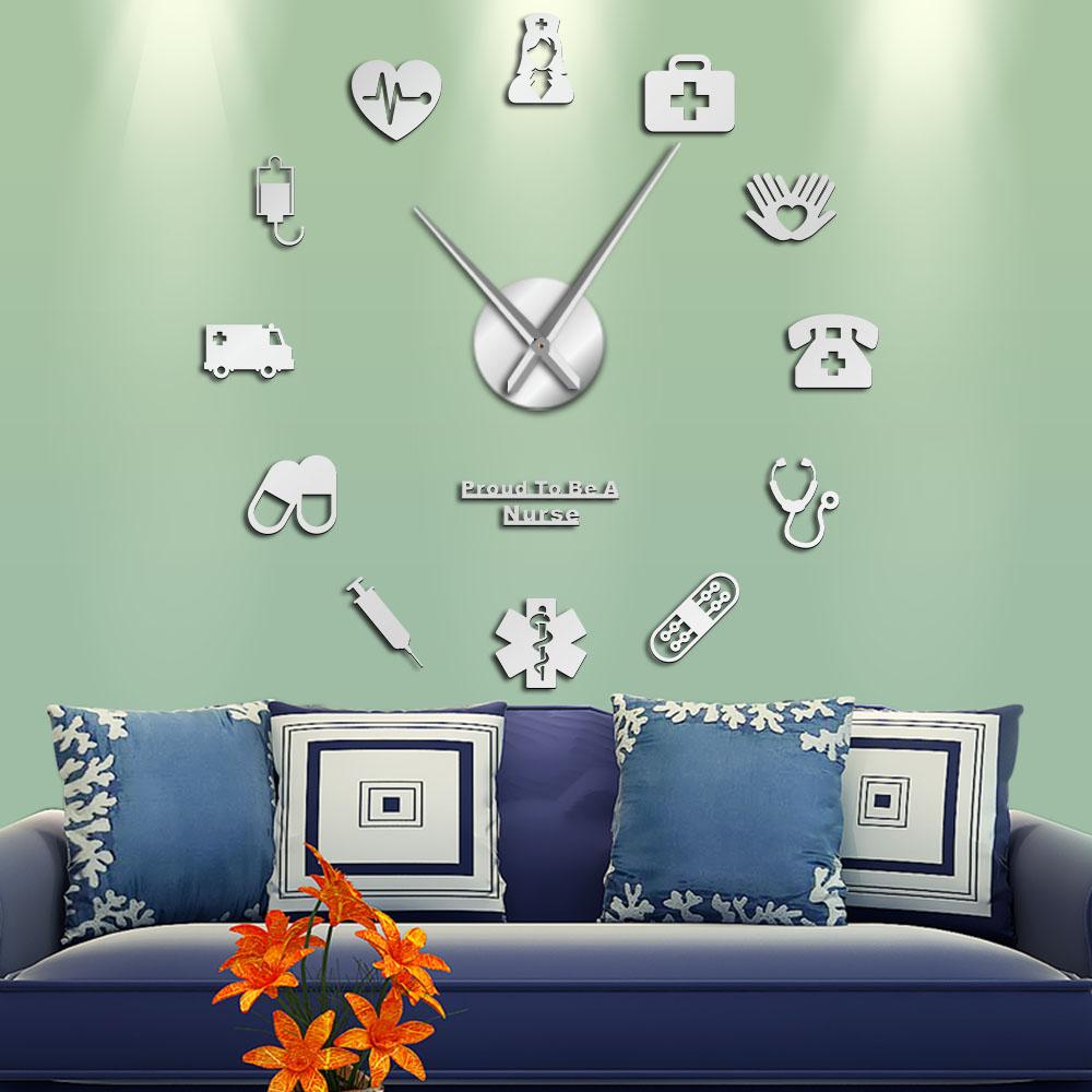 Wall Clocks - Proud To Be A Nurse Large Frameless DIY Wall Clock Gift