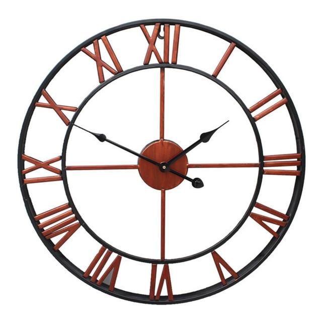 Wall Clocks - Retro Roman Number Large Metal Wall Clock Wall Decoration