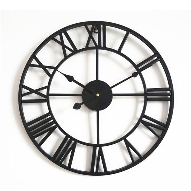 Wall Clocks - Retro Roman Number Large Metal Wall Clock Wall Decoration