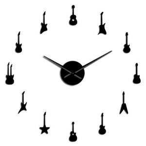 Wall Clocks - Rock N Roll Guitar Large Frameless DIY Wall Clock