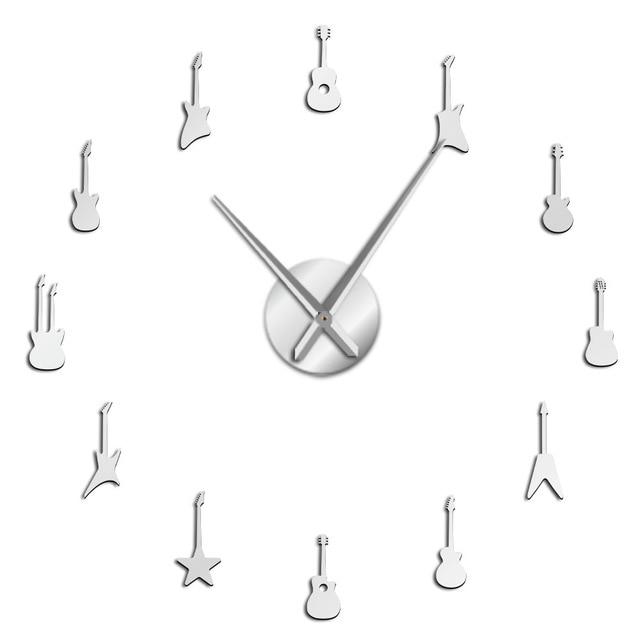 Wall Clocks - Rock N Roll Guitar Large Frameless DIY Wall Clock