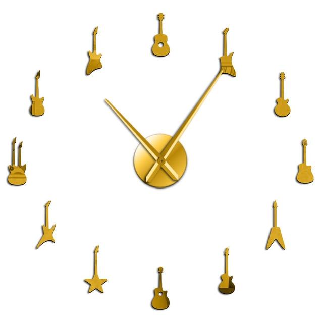 Wall Clocks - Rock N Roll Guitar Large Frameless DIY Wall Clock