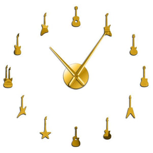 Wall Clocks - Rock N Roll Guitar Large Frameless DIY Wall Clock