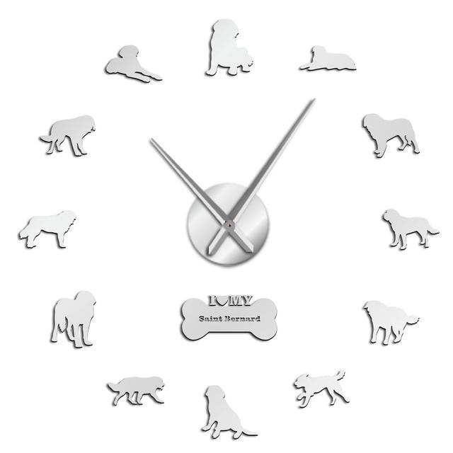 Wall Clocks - Saint Bernard Dog Large Frameless DIY Wall Clock Bernhardiner Decor