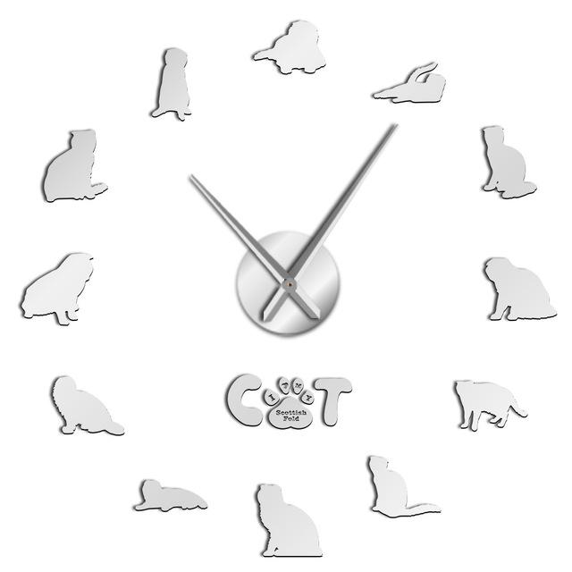 Wall Clocks - Scottish Fold Cats Large Frameless DIY Wall Clock Gift