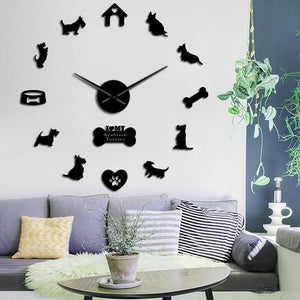 Wall Clocks - Scottish Terrier Large Frameless DIY Wall Clock Gift