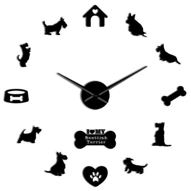 Wall Clocks - Scottish Terrier Large Frameless DIY Wall Clock Gift