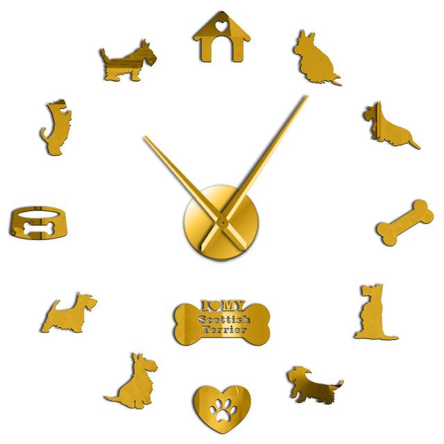 Wall Clocks - Scottish Terrier Large Frameless DIY Wall Clock Gift