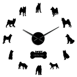 Wall Clocks - Shiba Inu Japanese Dog Large Frameless DIY Wall Clock