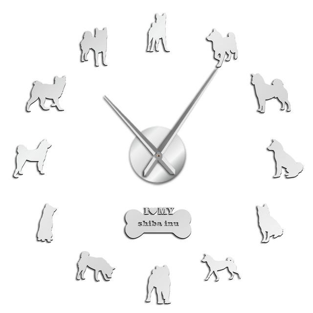 Wall Clocks - Shiba Inu Japanese Dog Large Frameless DIY Wall Clock