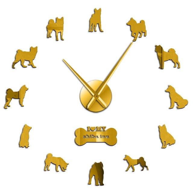 Wall Clocks - Shiba Inu Japanese Dog Large Frameless DIY Wall Clock