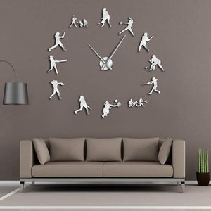 Wall Clocks - Softball Sport Players Large Frameless DIY Wall Clock Gift
