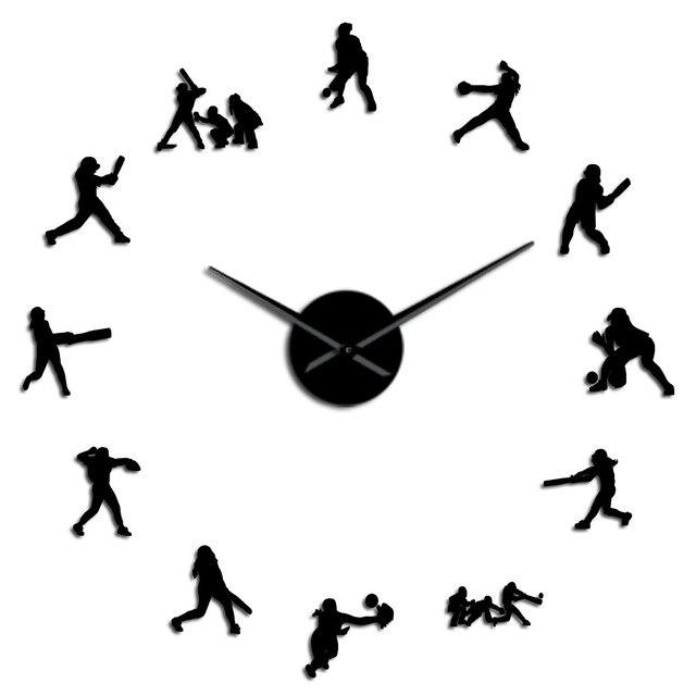 Wall Clocks - Softball Sport Players Large Frameless DIY Wall Clock Gift