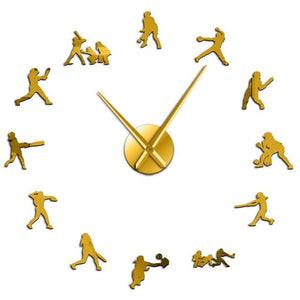 Wall Clocks - Softball Sport Players Large Frameless DIY Wall Clock Gift