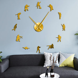 Soldiers Military Veteran Army Large Frameless DIY Wall Clock