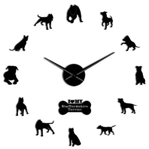 Staffordshire Terrier Large Frameless DIY Wall Clock Dog Lovers Gift