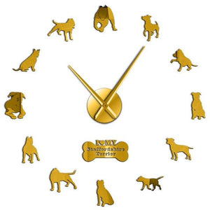 Staffordshire Terrier Large Frameless DIY Wall Clock Dog Lovers Gift