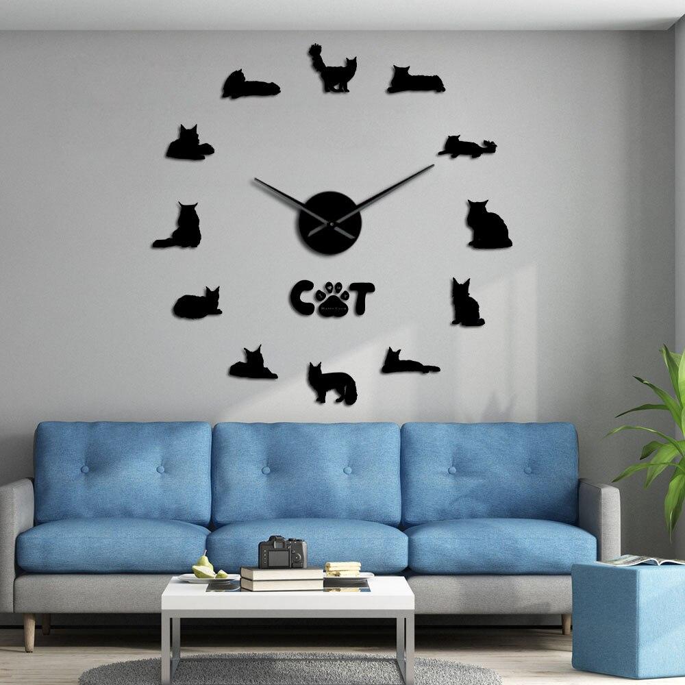 Wall Clocks - The Gentle Giant Maine Coon Large Frameless DIY Wall Clock