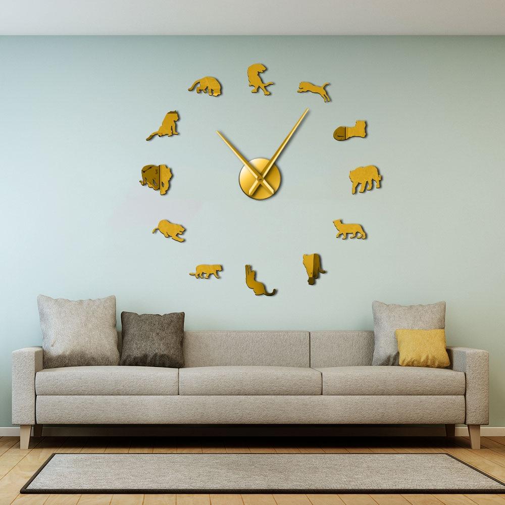 Wall Clocks - Tiger Wildlife Large Frameless DIY Wall Clock