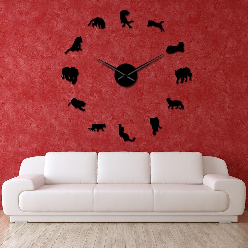 Wall Clocks - Tiger Wildlife Large Frameless DIY Wall Clock