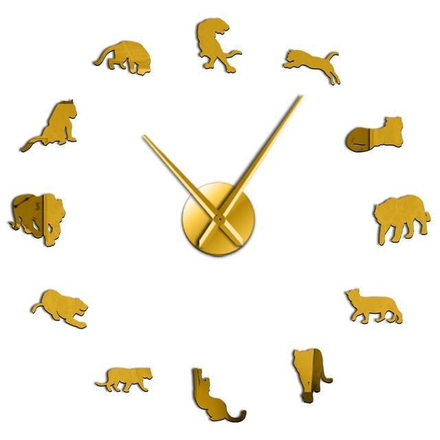 Wall Clocks - Tiger Wildlife Large Frameless DIY Wall Clock