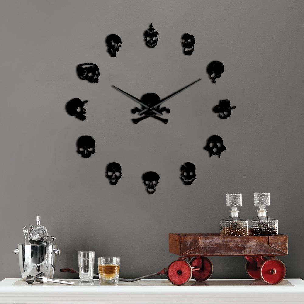 Wall Clocks - Various Skull Heads Skeleton Large Frameless DIY Wall Clock