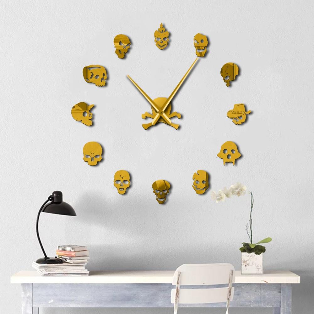 Wall Clocks - Various Skull Heads Skeleton Large Frameless DIY Wall Clock