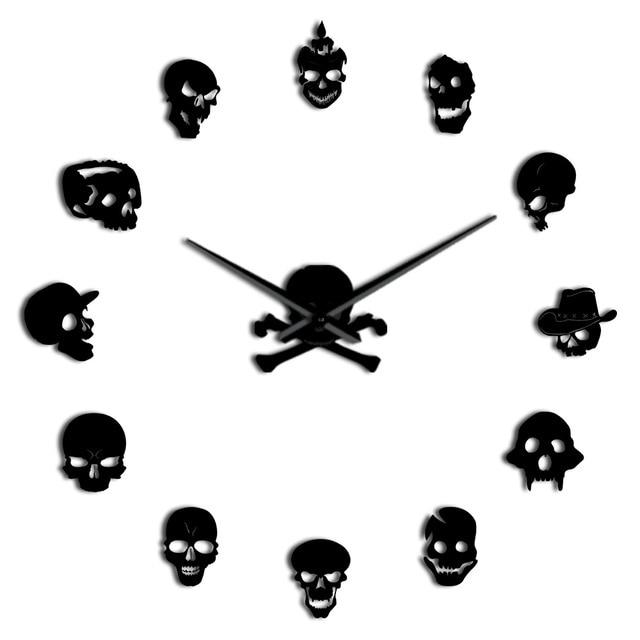 Wall Clocks - Various Skull Heads Skeleton Large Frameless DIY Wall Clock