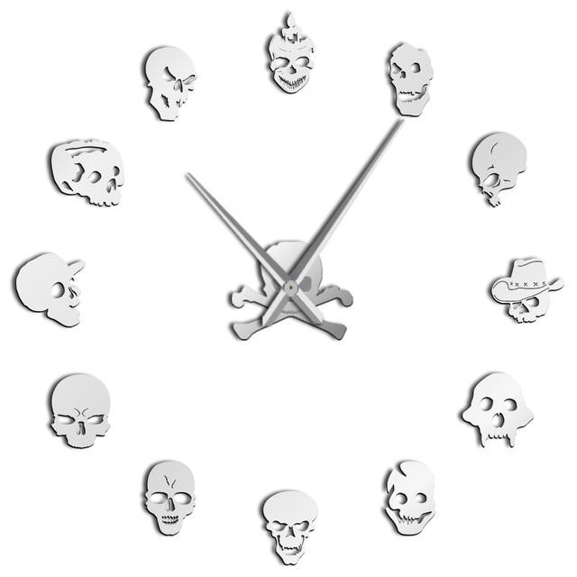 Wall Clocks - Various Skull Heads Skeleton Large Frameless DIY Wall Clock