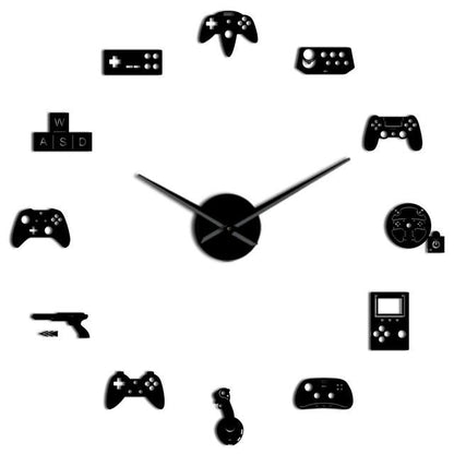 Wall Clocks - Video Game Controller Large Frameless DIY Wall Clock Console Gamer Gift