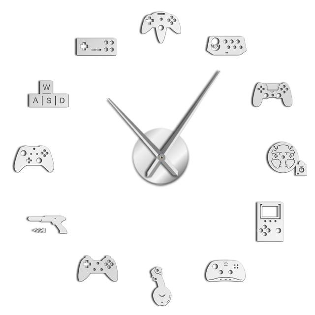 Wall Clocks - Video Game Controller Large Frameless DIY Wall Clock Console Gamer Gift