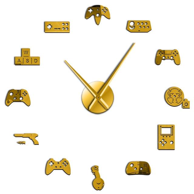 Wall Clocks - Video Game Controller Large Frameless DIY Wall Clock Console Gamer Gift