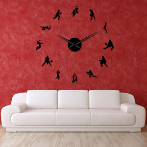 Wall Clocks - Volleyball Sport Large Frameless DIY Wall Clock Volleyball Players Gift