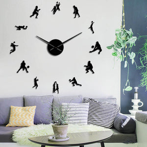 Wall Clocks - Volleyball Sport Large Frameless DIY Wall Clock Volleyball Players Gift