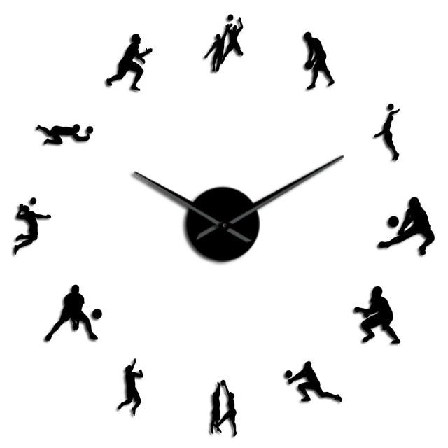 Wall Clocks - Volleyball Sport Large Frameless DIY Wall Clock Volleyball Players Gift