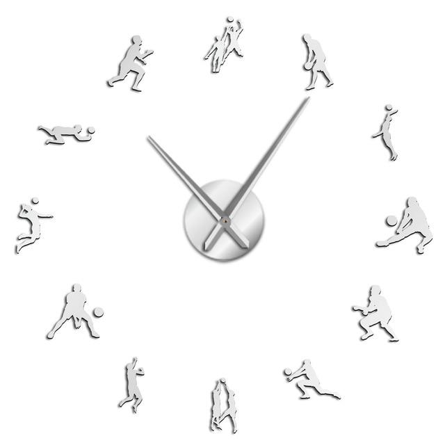 Wall Clocks - Volleyball Sport Large Frameless DIY Wall Clock Volleyball Players Gift