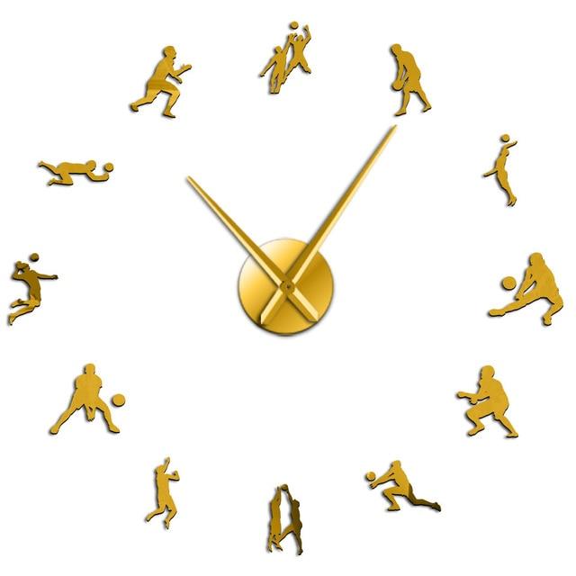 Wall Clocks - Volleyball Sport Large Frameless DIY Wall Clock Volleyball Players Gift