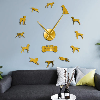 Wall Clocks - Weimaraner Vorstehhund Dog Large Frameless DIY Wall Clock