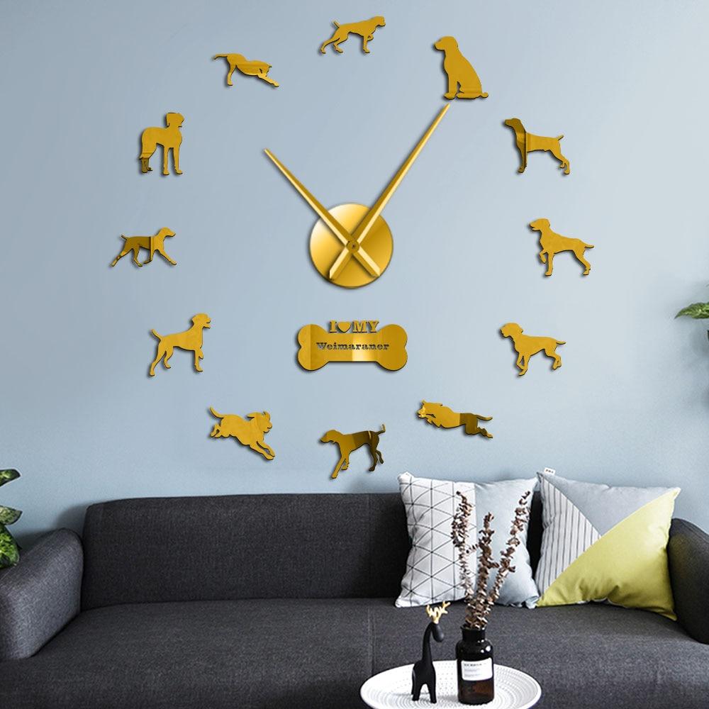 Wall Clocks - Weimaraner Vorstehhund Dog Large Frameless DIY Wall Clock