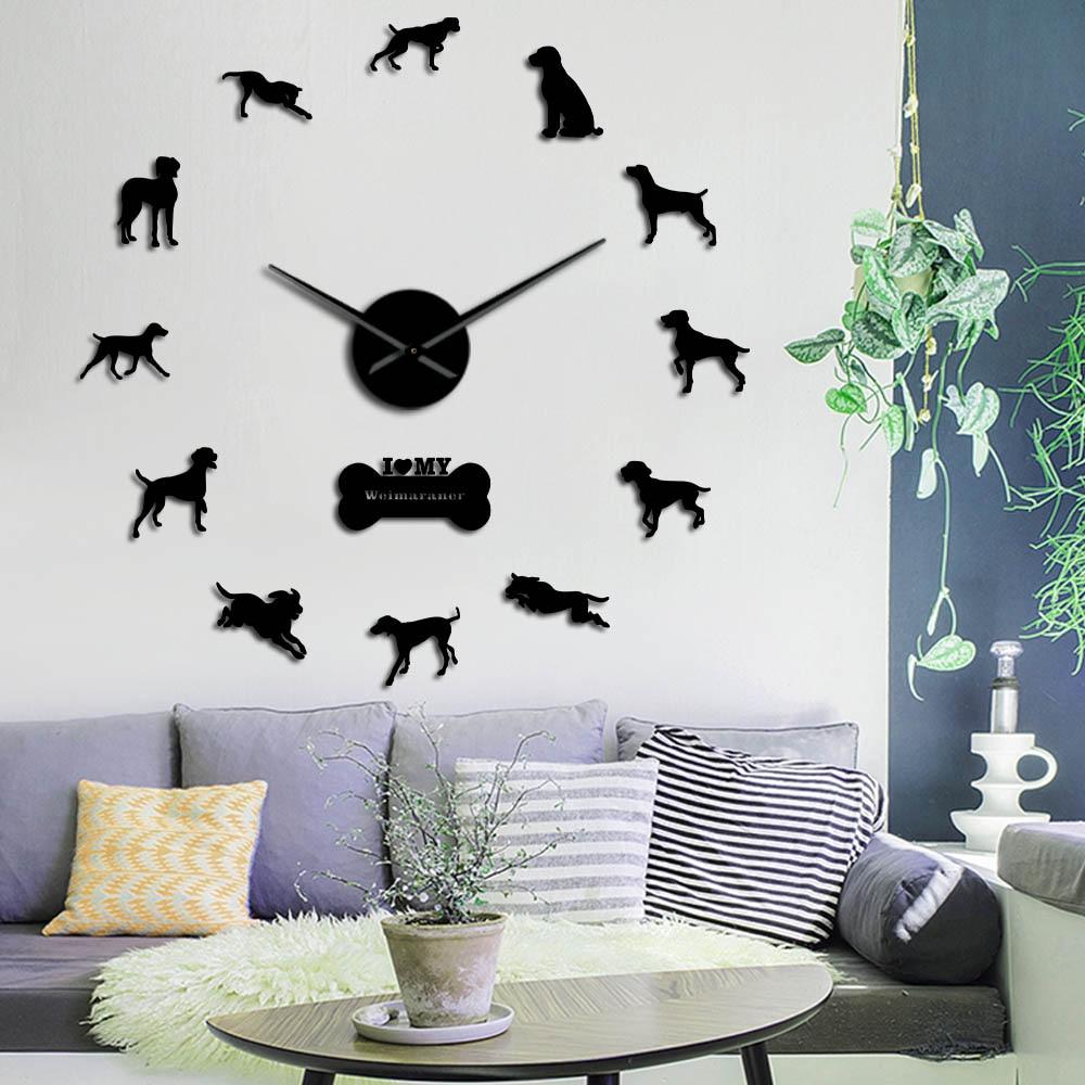 Wall Clocks - Weimaraner Vorstehhund Dog Large Frameless DIY Wall Clock