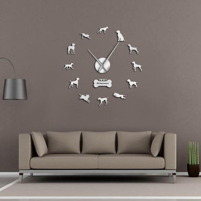 Wall Clocks - Weimaraner Vorstehhund Dog Large Frameless DIY Wall Clock