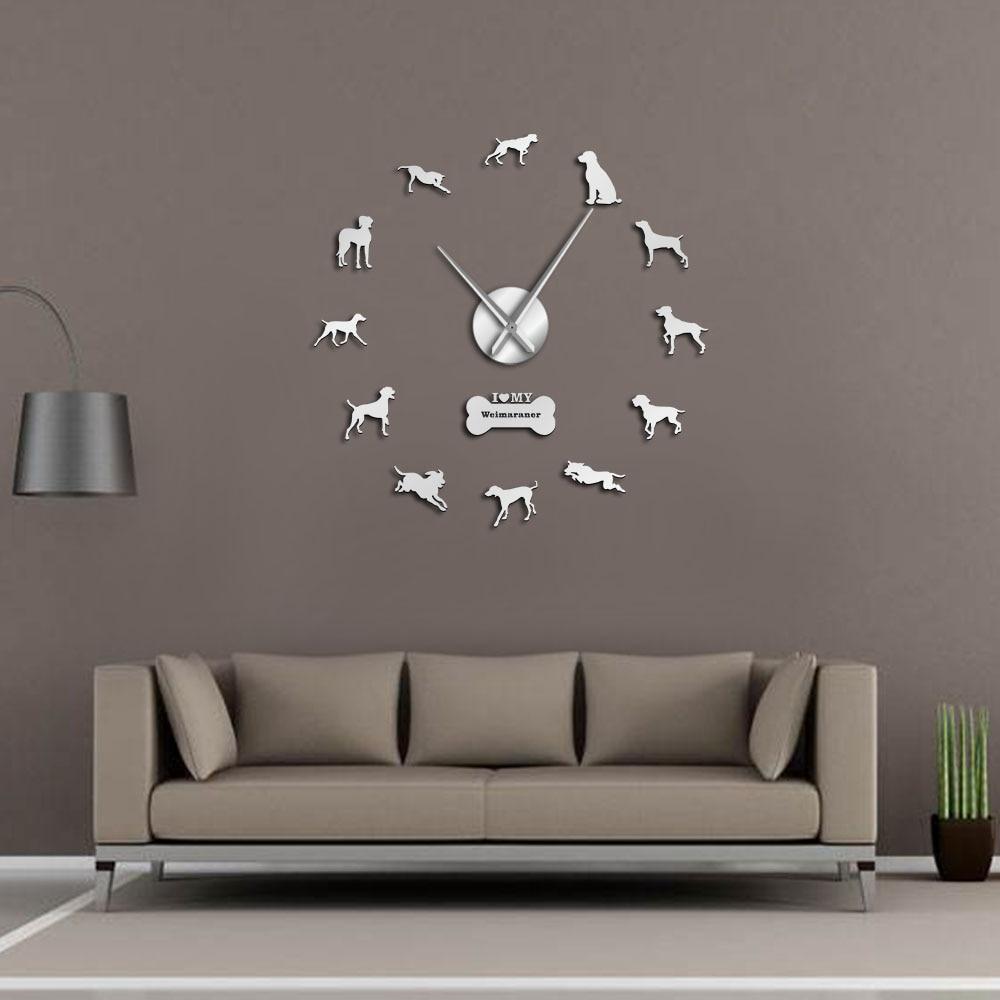 Wall Clocks - Weimaraner Vorstehhund Dog Large Frameless DIY Wall Clock