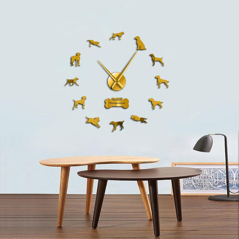 Wall Clocks - Weimaraner Vorstehhund Dog Large Frameless DIY Wall Clock