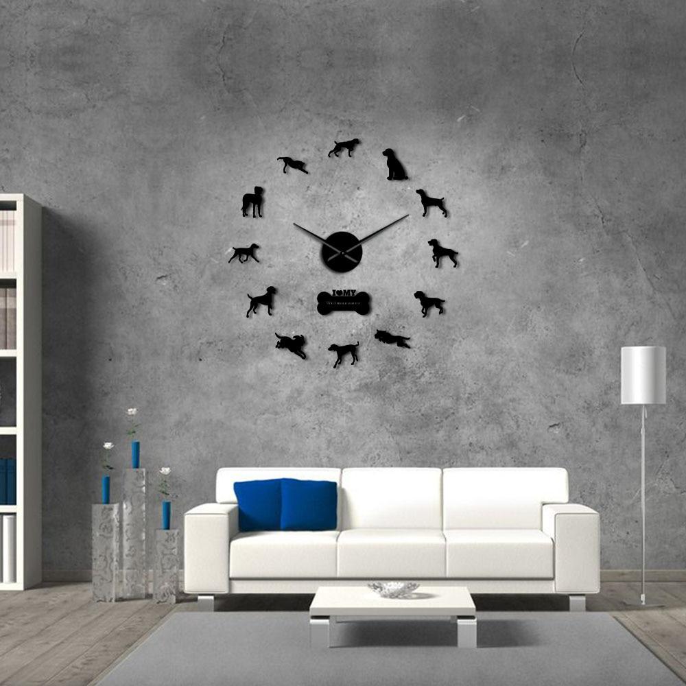 Wall Clocks - Weimaraner Vorstehhund Dog Large Frameless DIY Wall Clock