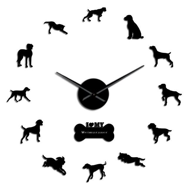 Wall Clocks - Weimaraner Vorstehhund Dog Large Frameless DIY Wall Clock